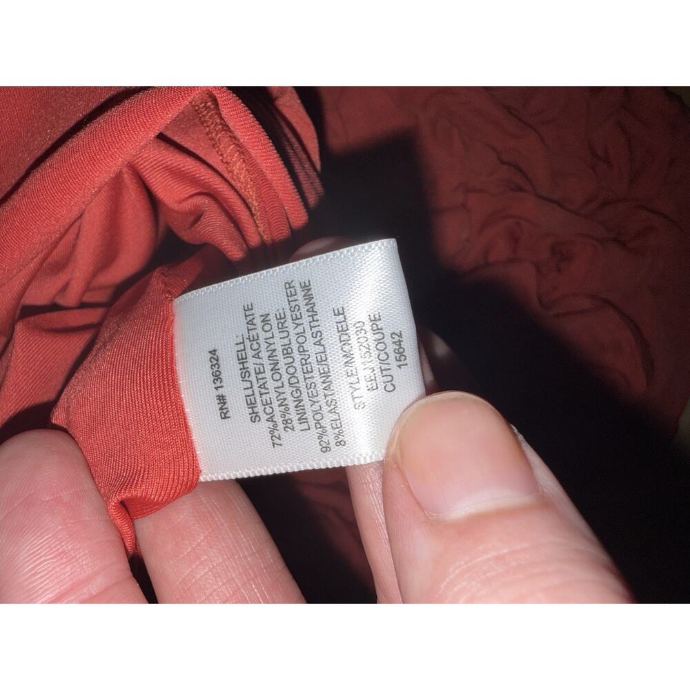 Halston Heritage Draped Jersey Cut Out Criss Cross Gathered Chili Red Dress 8 - Picture 7 of 7